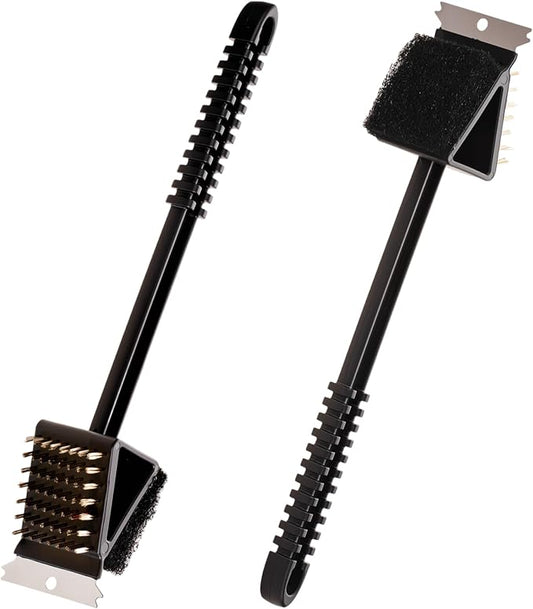 2 Pack Grill Brush for Outdoor Grill, 3 in 1 Grill Cleaning Brush and Scraper BBQ Brush Safe BBQ Cleaning Tools