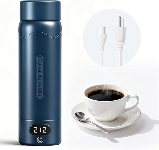 Travel Electric Kettle Portable Mini Kettle, 316 Stainless Steel 16.91Oz/500mL, Small Hot Water Boiler with 4 Temperature,Fast Boiling water with Auto Shut-Off and Boil Dry Protection Blue