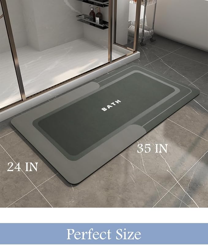 Bath Mat-Bathroom Mat Rug Non Slip Super Absorbent Stain Resistant Quick Dry Thin Bathroom Rug-Bath Mats for Bathroom Floor Bathtub Vanity-Bathmat Bath Rug Easy Care-24"x35",Darkgrey