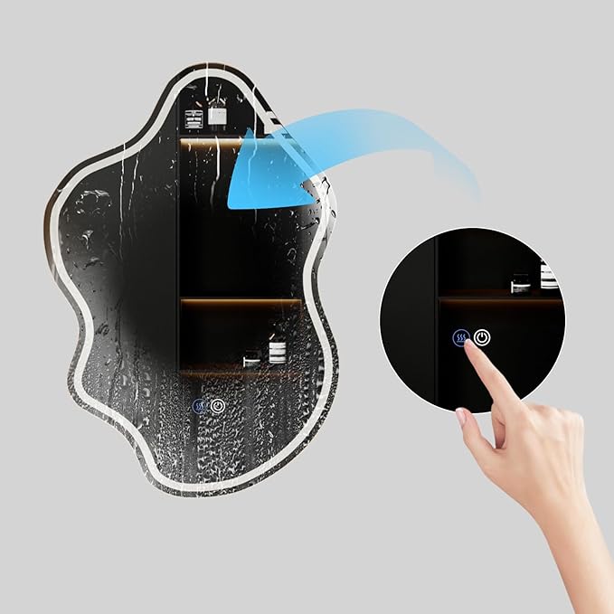 32"x 22" Irregular LED Bathroom Mirror with Lights,Cloud Smart LED Mirror for Bathroom,Dimmable Lighted Bathroom Mirror with Anti-Fog, Backlit and Front Lighted Asymmetrical Vanity Mirror