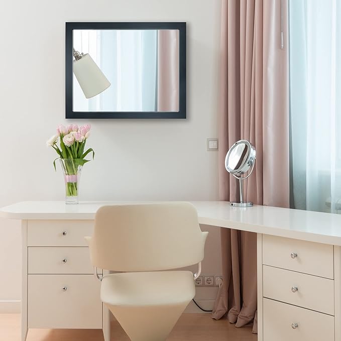 BOMINICA Rectangular Wall Mirror Framed Wall Mirror 16” x 20” for Bathroom, Living Room, Vanity, Black