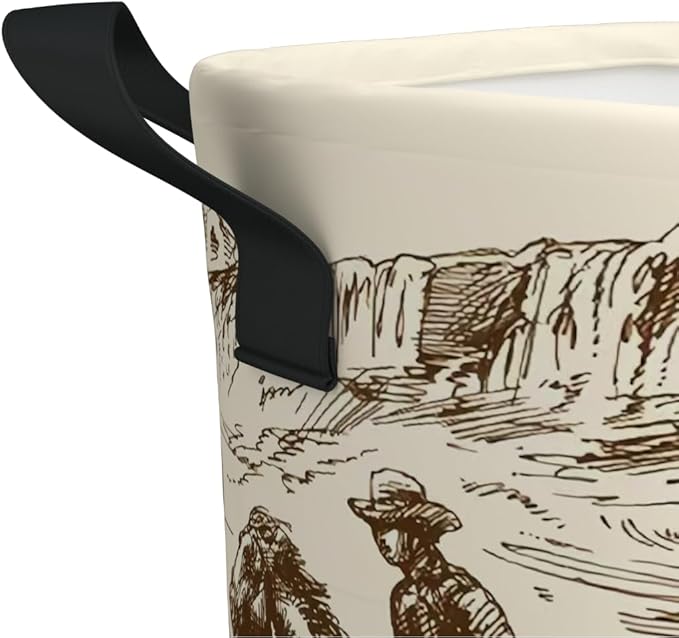 Western Cowboy Desert Riding Cute Kids Laundry Basket Baby Nursery Hamper Western Room Decor Foldable Oxford Cloth Funny Tote Clothes Storage Bucket Toy Organizer For Bedroom, Bathroom Teen Girls Boy