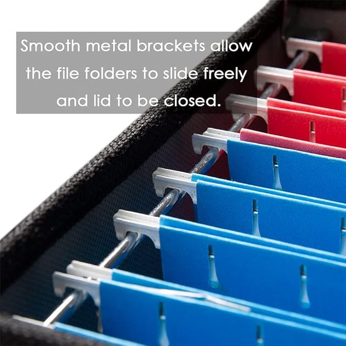 PRANDOM File Organizer Box - Set of 4 Collapsible Decorative Linen Filing Storage Hanging File Folders with Lids Office Cabinet Letter Size Black (14x9.3x10.8 inch)