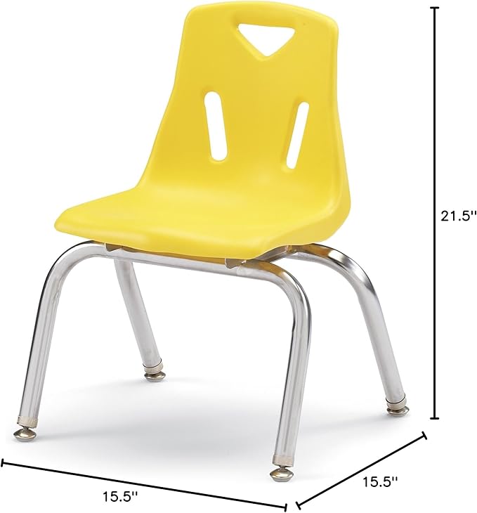 Berries 8140JC1007 Stacking Chair with Chrome-Plated Legs, 10" Height, Yellow