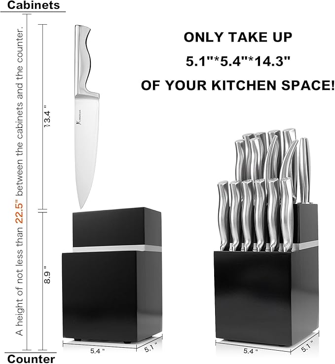 15-Piece Ultra Sharp Kitchen Knife Set with Wooden Block