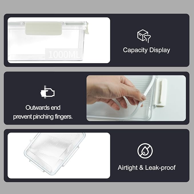 Eclirgan Food Storage Containers,Plastic Food Containers with Lock/Lids,Nesting Freezer Storage Set with Airtight/BPA Free for Pantry/Kitchen/Meal-prep(2/4/8.4 Cup)