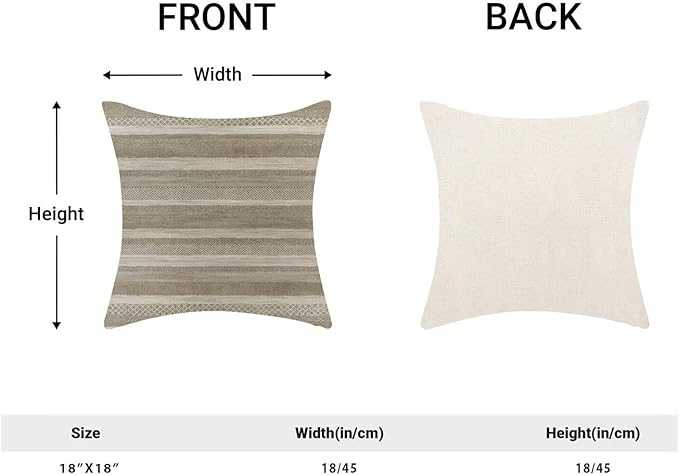 Boho Brown Stripe Throw Pillow Covers 18x18 Inch Set of 2, Rustic Abstract Decorative Throw Pillow Covers Retro Stripe Neutral Outdoor Cushion Cover for Sofa Couch Farmhouse Room Bed Decor