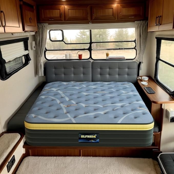 Elfreda RV King Mattress, 12 inch Pillow Top Pocket Spring Hybrid RV Mattress, Memory Foam Innersprings Medium Firm，Supportive Pressure Relief 80''x72 Camper in a Bag