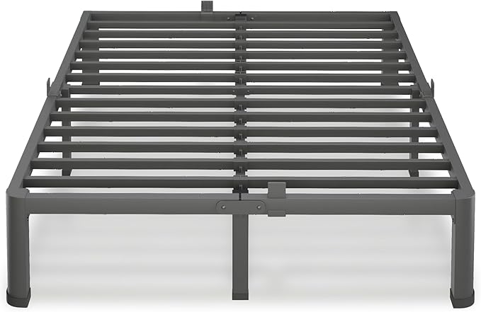 7 Inch Queen Bed Frame, 3500Lbs Heavy Duty Metal Platform with Round Corner Legs Mattress Slide Stopper, Steel Slat Support No Box Spring Needed, Noise Free, Non-Slip, Easy Assembly
