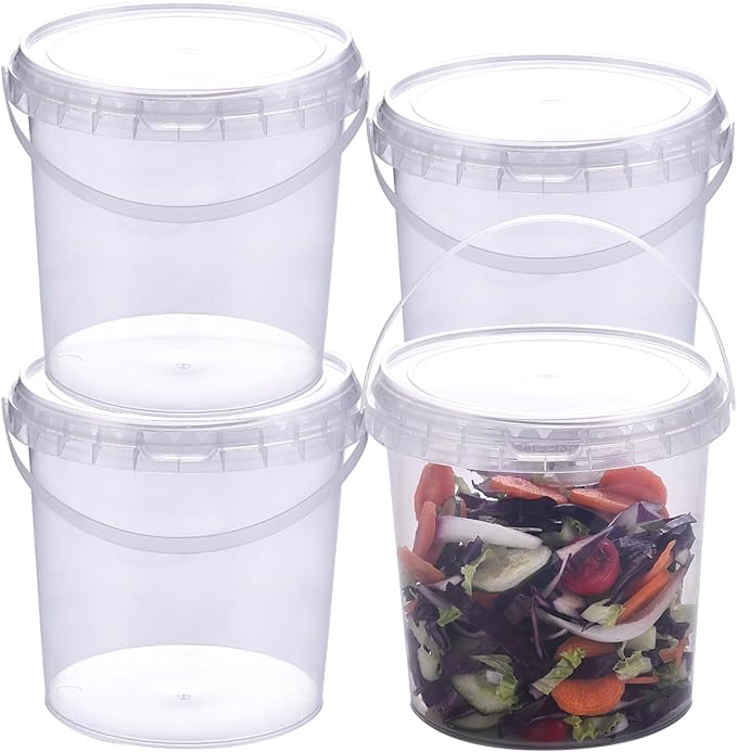 SHPii 48 oz Ice Cream Tub with Lid, Tamper Proof, BPA Free, Freezer and Microwave Safe Food Storage Container, Reusable Airtight Container, Leak Proof Tub for Snacks Deli Fruits, Drinks.(10 pack)