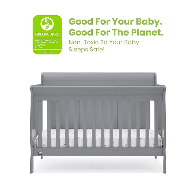 Simmons Kids Carter 6-in-1 Convertible Crib - Greenguard Gold Certified, Grey