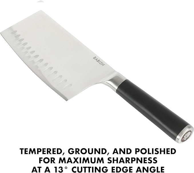 Babish High-Carbon 1.4116 German Steel 6.5 Inch Full Tang, Forged Cleaver Kitchen Knife
