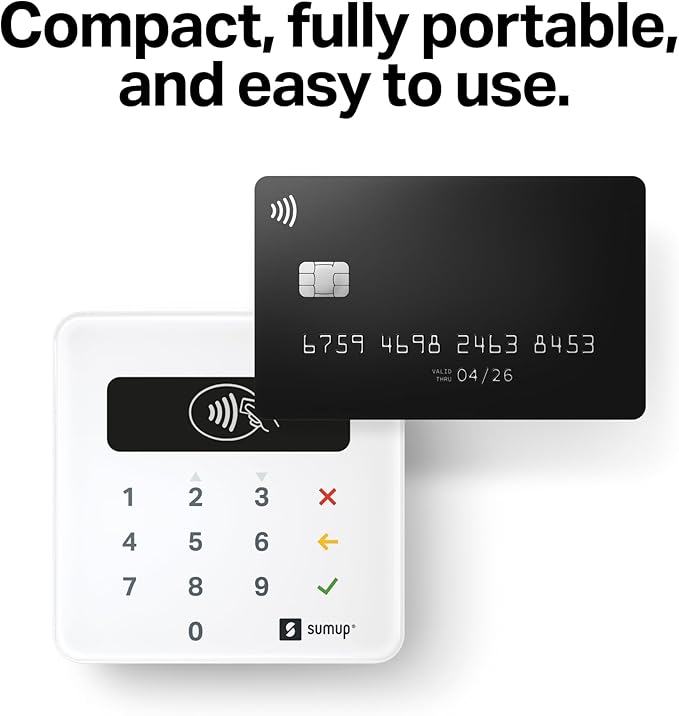 SumUp Plus Card Reader, Bluetooth - NFC RFID Credit Card Reader for Smartphone