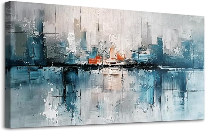 FUHAIHUA Canvas Wall Decor For Living Room Large Home Art For Office Bedroom Decoration Mural Abstract Painting Blue Pictures Prints Artwork Ready To Hang Aesthetic Decor 30x60 In