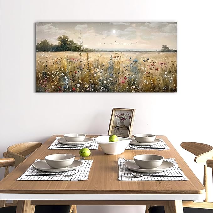 Wapluam Wall Decor For Living Room Canvas Prints Wall Art Bedroom Office Decoration Vintage Abstract Painting Rural Natural Landscape Pictures Artworks Ready To Hang Farmhouse Aesthetic Home Decor