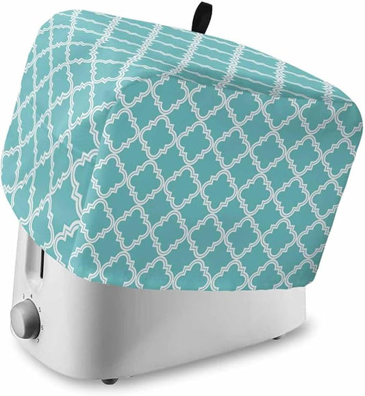 Toaster Cover 4 Slice Moroccan Pattern Toaster Oven Cover with Pockets Geometric Trellis Cyan Blue Dustproof Bakeware Protector Small Kitchen Appliance Dust Covers and Fingerprint Protection for Women