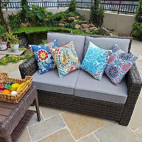 JMGBird Outdoor Seat/Back Chair Cushion Tufted Pillow, Indoor Deep Seat Chair Cushion Set 22"x22"