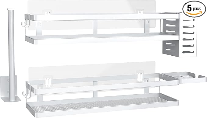 PUSDON Metal Wall Hanging Basket 2 Packs DIY Suitable for Multiple Scenes - Large White Guardrail Suit