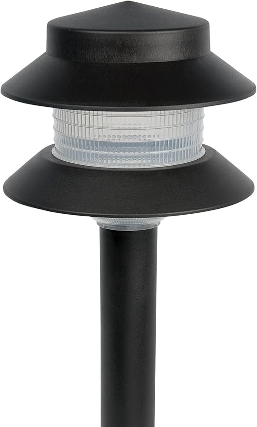 GreenLighting Paradise Low Voltage Landscape Pathway Lights - 2 Tier Outdoor Garden Lights - Easy, Simple Installation - Walkway, Lawn, Landscape Lighting (Black, 8 Pack)