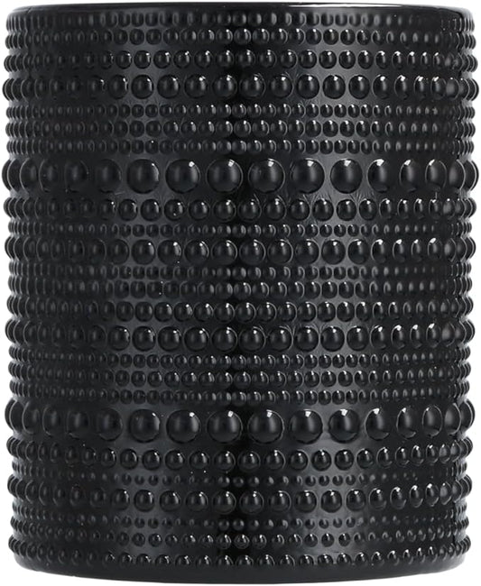Fortessa Jupiter Beaded Hobnail Glass, 10 Ounce Double Old Fashioned (Set of 6), Obsidian Black