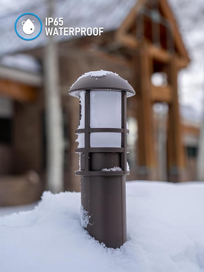 LEONLITE 12-Pack Low Voltage Landscape Pathway Lights 3W Landscape Lighting 12-24V LED Bollard Path Lights Wired CRI 90+ Aluminum Pathway Lighting for Walkway Yard Garden, ETL Listed, 3000K Warm White