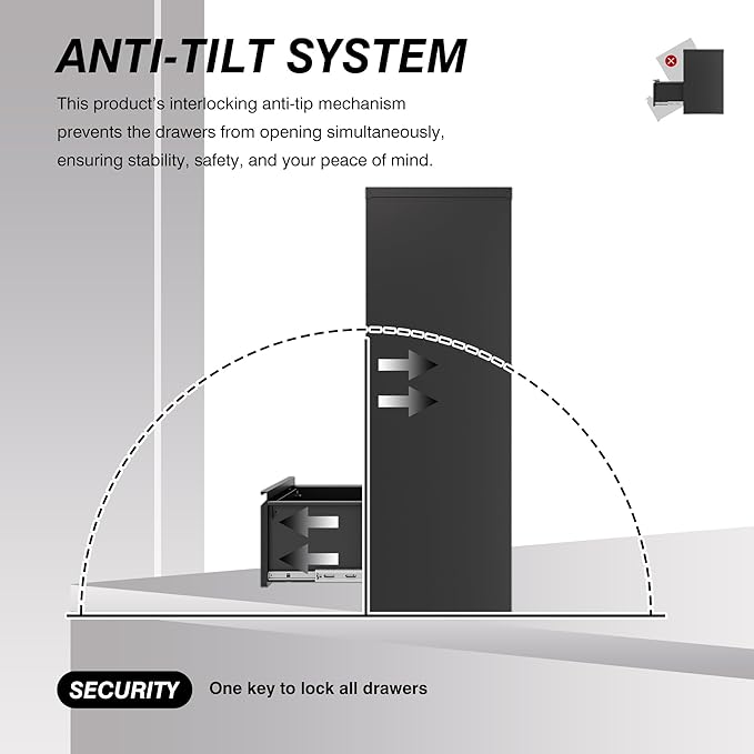 4 Drawer File Cabinet with Lock, Metal Filing Cabinets, Vertical Small Filing Cabinet Steel Lockable Storage Cabinets for Home Office to Organization Hanging Letter/Legal/F4/A4