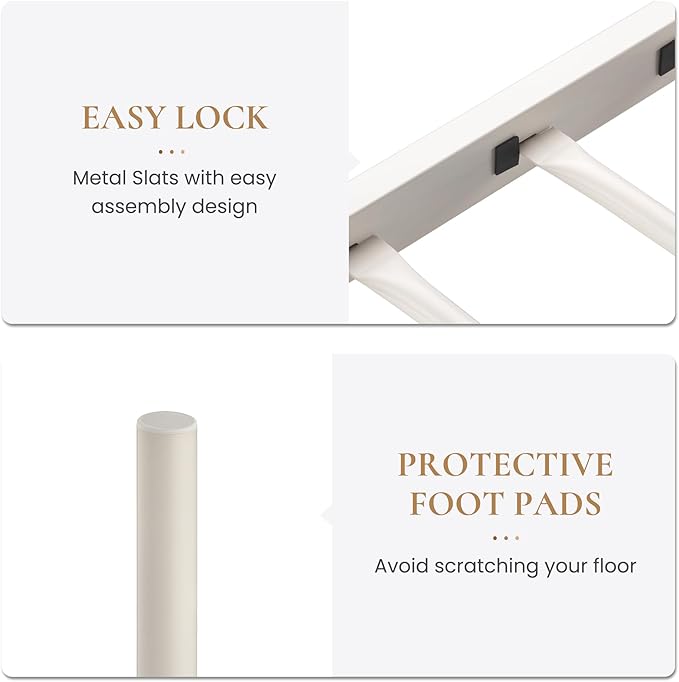 SHA CERLIN 14 Inch Twin Size Metal Bed Frame with Iron-Art Headboard and Footboard,Under Bed Storage Space,Platform Bed with Metal Slats Support,Easy Assembly,Noise Free,No Box Spring Needed,White