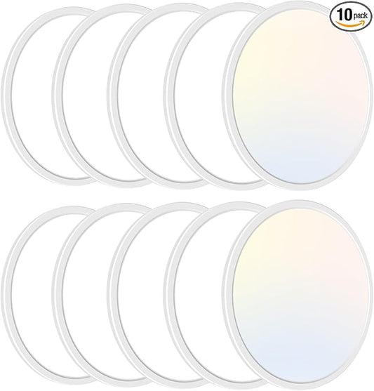 Zemty 10 Pack 12 Inch LED Flush Mount Super Slim 28W 3200lm LED Ceiling Light, 3 Color Temperature in One 3000k/4500k/6000K Fixture for Bedroom, Kitchen, Dining Room