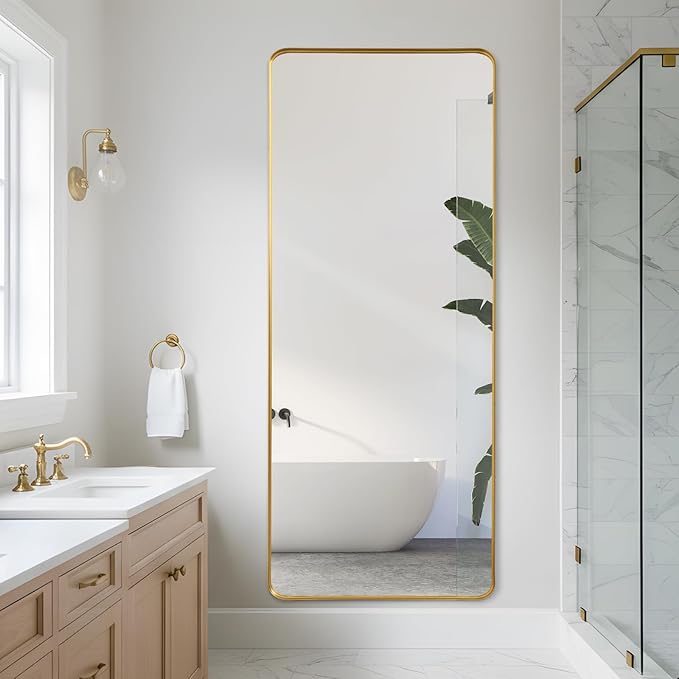 Rectangle Mirror Full Length 30" x 71" Large Floor Mirror Gold Shadow Box Frame Wall-Mounted Hanging Wall for Home Decor Leaning Wall Full Body Dressing Mirror for Closet Bedroom