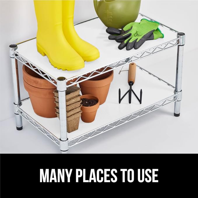 GORILLA GRIP DuraGuard Shelf Liner, Non-Adhesive Cabinet Liners for Kitchen Drawers, Shelves, Refrigerator, Pantry Storage, Bathroom Closet, Durable Waterproof BPA Free Ribbed Plastic, 20x10 White