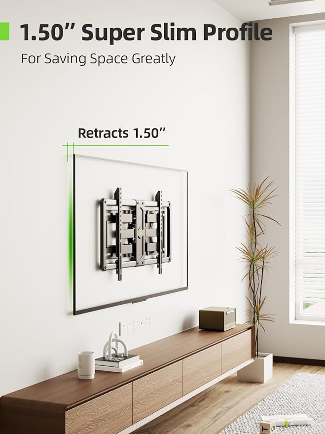 USX Mount Ultra Slim Full Motion TV Wall Mount for 37-90 inch Flat Screen/LED/4K, Wall Mount TV Bracket with Dual Swivel Articulating 6 Arms, Max VESA 600x400mm, Fits 8/16/24 Studs