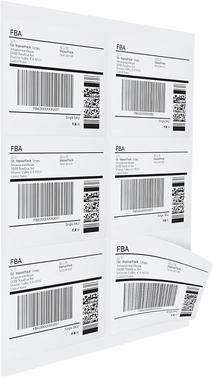6 UP Labels, 4" x 3-1/3" Shipping Address Labels for Laser Inkjet Printer, Self Adhesive, Blank Mailing Sticker Printer Paper (500 Sheet=3000)