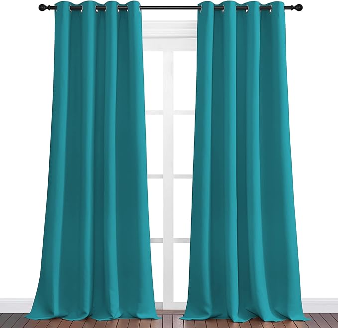 NICETOWN Room Darkening Curtains 96 inch Length 2 Panels, Thermal Insulated Grommet Blackout Curtains for Modern Casual Elegant Bedroom Kids Room Theme Decoration (Peacock Teal, 2 Pieces, W55)