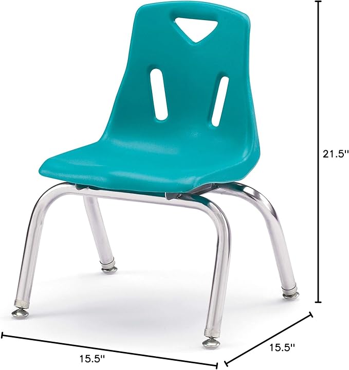 Berries Jonti-Craft 8140JC1005 Stacking Chair with Chrome-Plated Legs, 10" Height, Teal