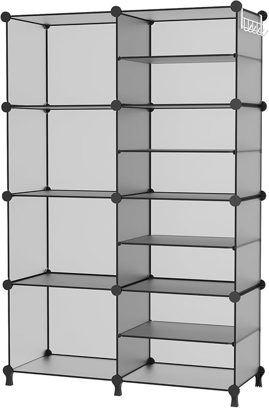 AWTATOS Closet Organizer 8 Cube Storage Shelves Clothes Organizers Stackable Cubby Shelving for Closet Bedroom Living Room Grey