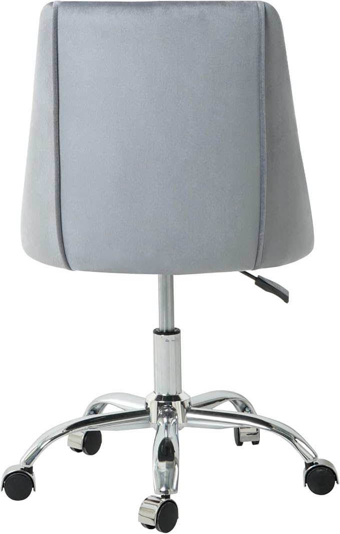 Furnimart 360° Swivel Rolling Desk Chair, Height Adjustable Vanity Chair with Silver Legs, Cute Task Chair with Wheels for Dorm Bedroom Studying Small Places (Velvet Gray)