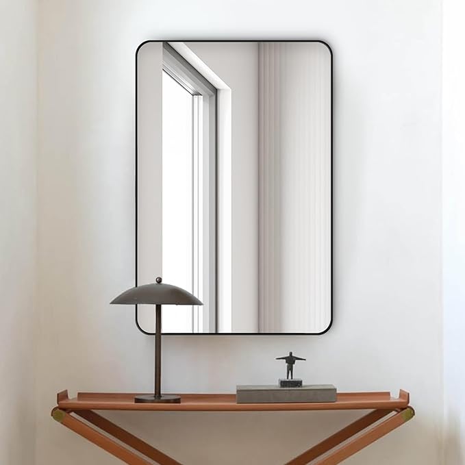 Black Bathroom Mirror,Rectangle 24 x 36 Inch Vanity Wall Mirror,Modern Mirror for Wall,Rectangular Mirror for Bedroom Living Room Entryway