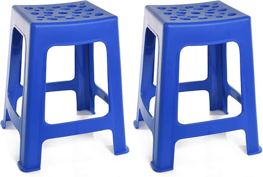 Mintra Home Light Duty Plastic Stools 2pk (18in Height, Dark Blue)