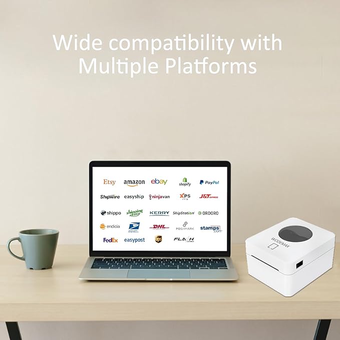 Thermal Shipping Label Printer 4x6 Label Print,Bluetooth Thermal Label Printer, White for Shipping Package, Compatible with iPhone, Android, Amazon, Shopify, UPSP