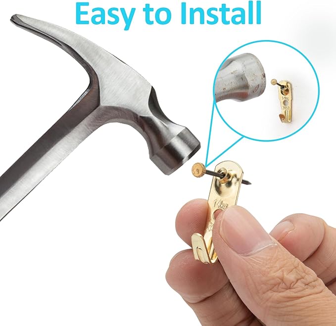 30 lb Picture Hangers (30 Set), Professional Hanging Hooks with Nails, Premium Drywall & Wooden Wall Picture Hangers