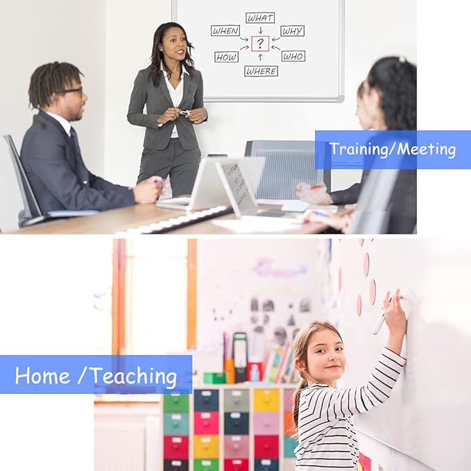 DEVELOP Large Magnetic Dry Erase Board, 60" X 36", Hanging Whiteboard for Home Office School Supplies, Silver Aluminium Frame with Detachable Marker Tray, 4 Markers, 1 Eraser and 4 Magnets