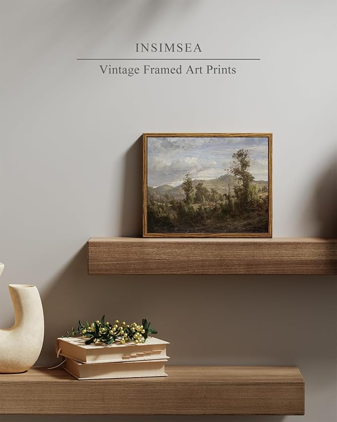 InSimSea Framed Canvas Wall Art Vintage Decor, Home Decor Vintage Landscape Oil Painting Canvas Wall Art Decorations for Living Room Kitchen Office Farmhouse Bathroom Decor, 8"x10"