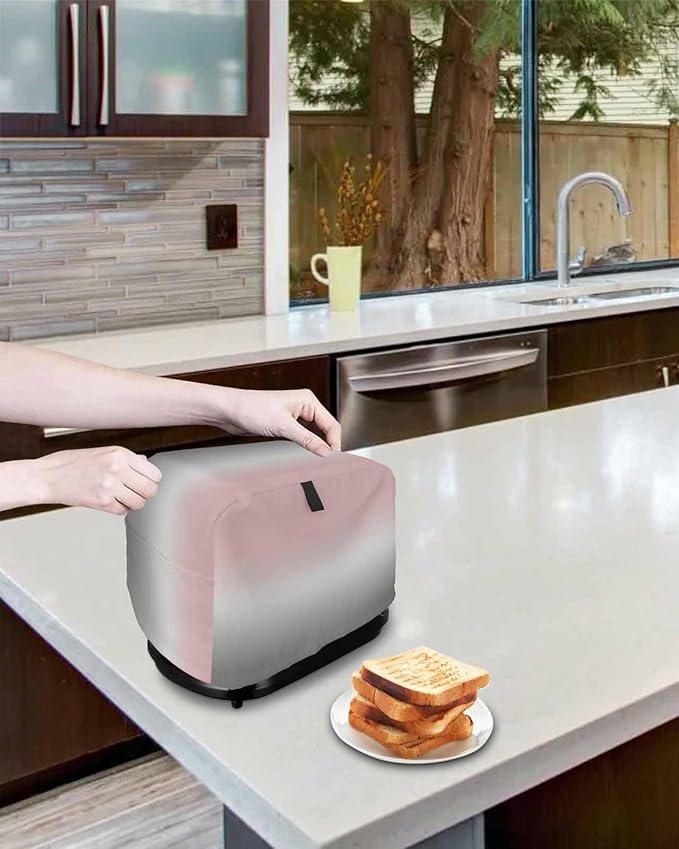 Toaster Cover 2 Slice Pink and Grey Ombre Toaster Oven Cover with Pockets Gradient Gradual Color Dustproof Bakeware Protector Small Kitchen Appliance Dust Covers and Fingerprint Protection for Women