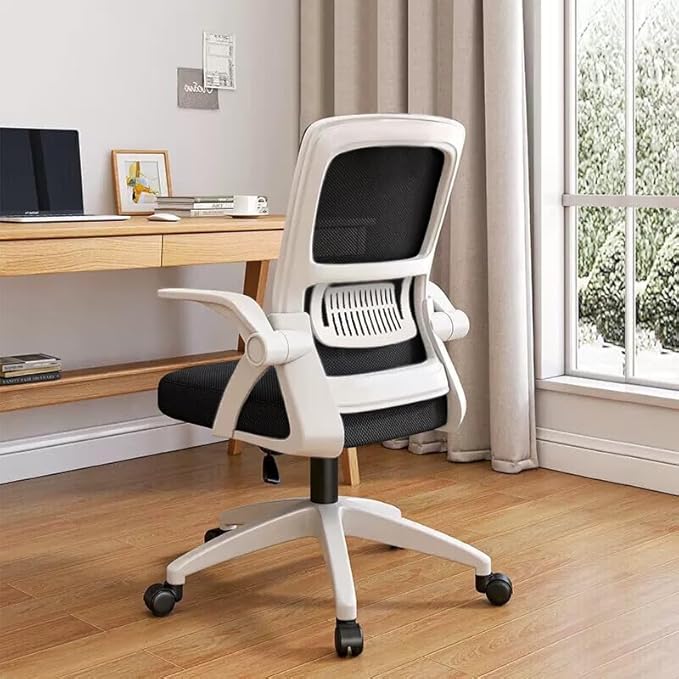 Home Office Chair Ergonomic Breathable Mesh Chair High Back with Adjustable Height Swivel with Flip-Up Arms and Lumbar Support