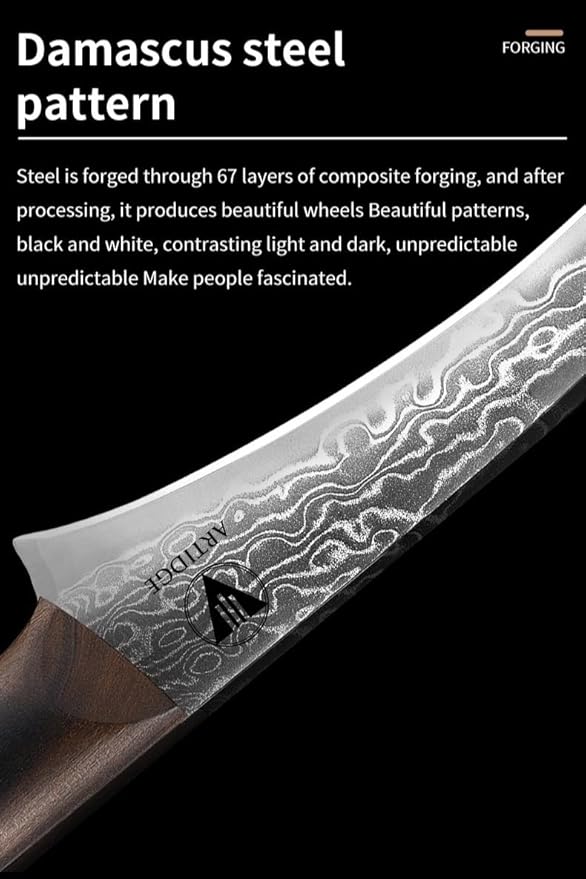 3.5" Paring Knife Damascus Steel Peel Chef Knife - 67-Layer Forged Fruit/Vegetable Knife with Natural Solid Wood Handle, 15° Double-Edged Blade, Ultra-Sharp & Corrosion Resistant