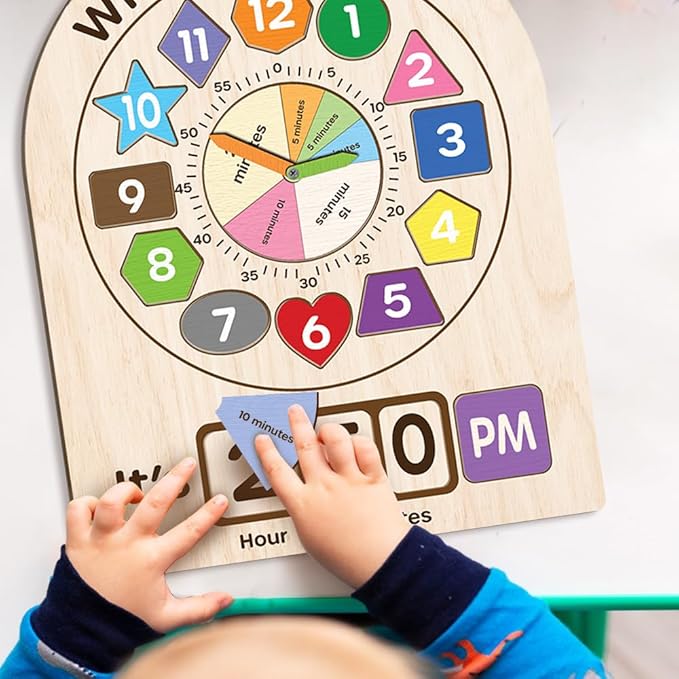 Interactive Learning Sorting Clock for Kids Telling Time Fraction Teaching for Toddler