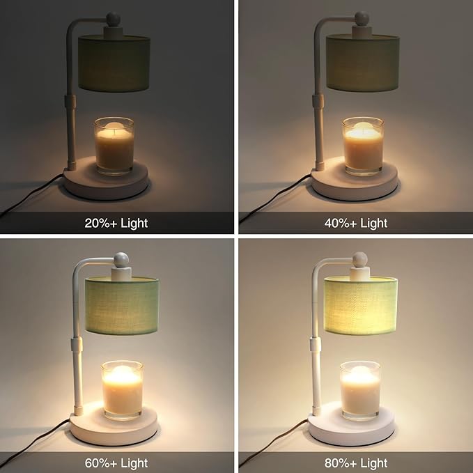 Candle Warmer Lamp with Timer, Dimmable Candle Wax Warmer, Height Adjustable Electric Candle Lamp Warmer with 2 Bulbs, Gifts Idea for Women Her, Mom, Vintage Home Decor for Bedroom-Mint Green