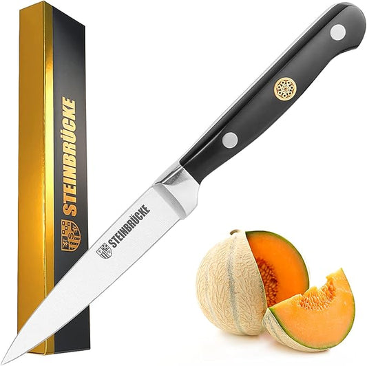Gioventù Paring Knife 4 inch - Small Kitchen Knife Forged from German Stainless Steel 5Cr15Mov (HRC58), Full Tang, Sharp Paring Knives for Cutting, Peeling, Slicing Fruits and Vegetables