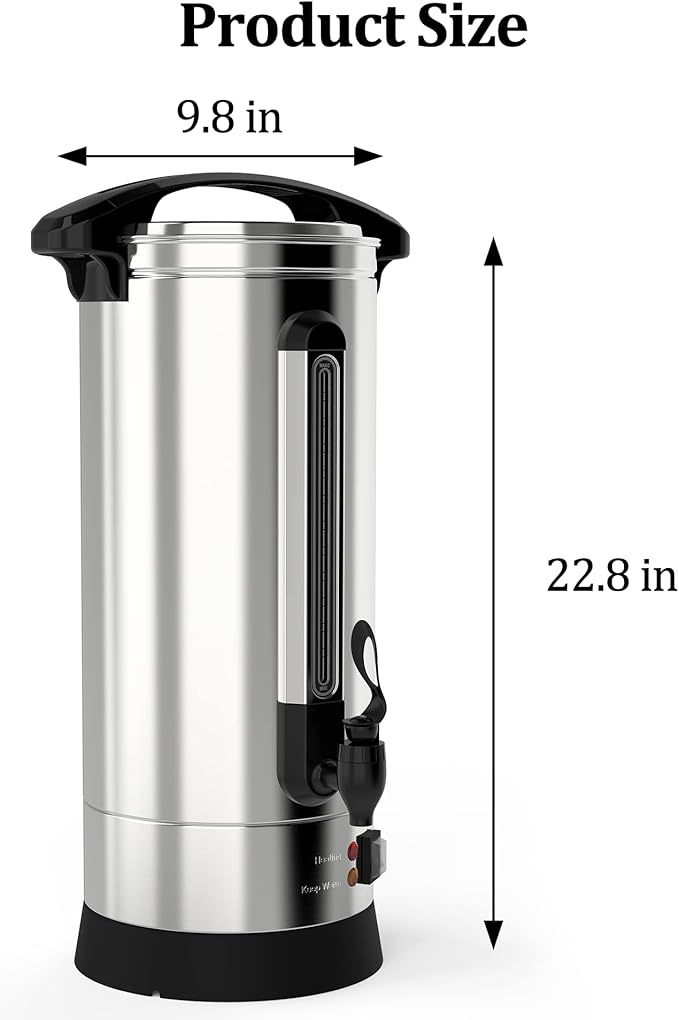 Commercial Coffee Urn 10L 60-Cups, Double Layer Percolate Coffee Maker Dispenser Hot Water Urn Fast Brew, for Water, Tea, Beverage at Catering