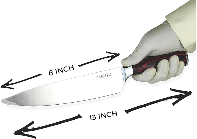 8 Inch Chef Knife - Professional Japanese Chef Knife with High Carbon Stainless Steel Sharp Blade and Ergonomic Comfortable Handle for Chopping, Mincing, Dicing and Slicing, Premium Gift Box